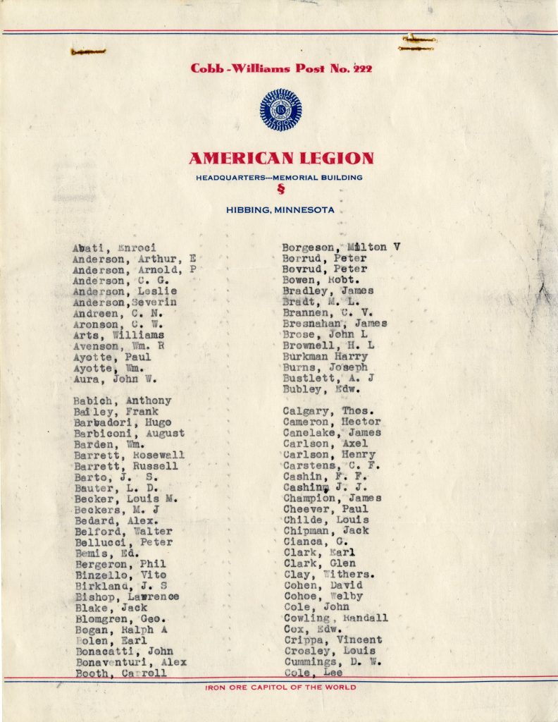 Membership of American Legion 1935 (page 1)