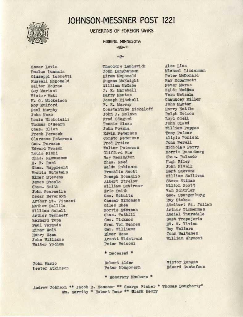V.F.W. Membership Roster 1935 (Page 2)